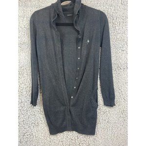 IKKS dark gray cardigan sweater long sleeve snap buttons with pockets size XS